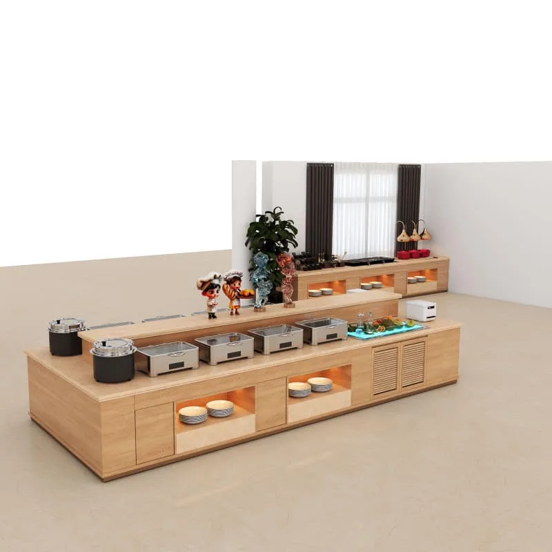 Buffet Counter | Hotel Banquet Counter For Sale – Modular L-Shaped Hotel Banquet Buffet Counter With Built-In Live Cooking St