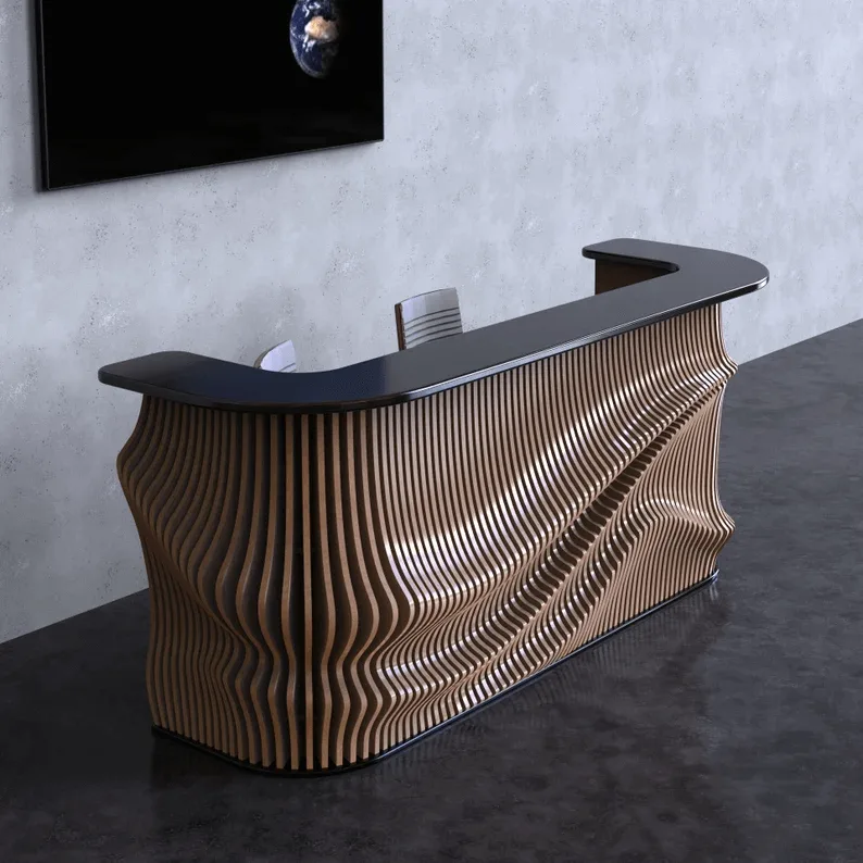 Office Reception Desk Counters | White,Wood Stone – custom retail display image 26