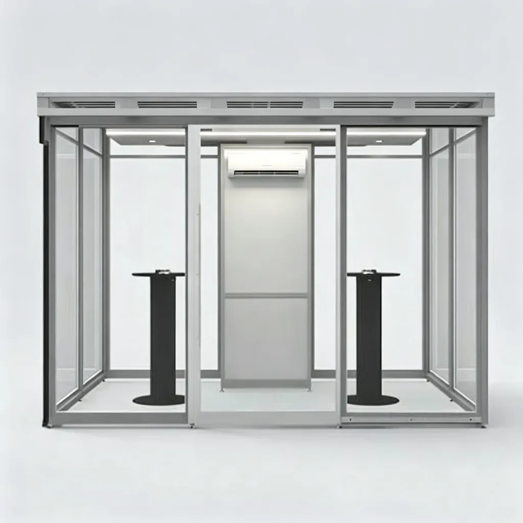 3000mm Tempered Glass Outdoor Smoking Cabin with Aluminum Frame and Air Conditioner