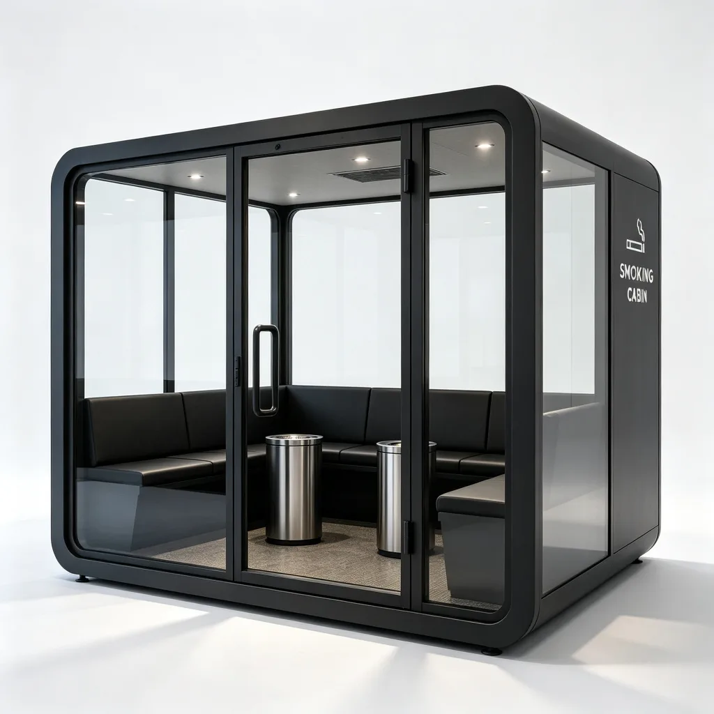 4000mm Large Multi-Person Outdoor Smoking Cabin with Rounded Steel Frame and Hidden Smoke Extraction