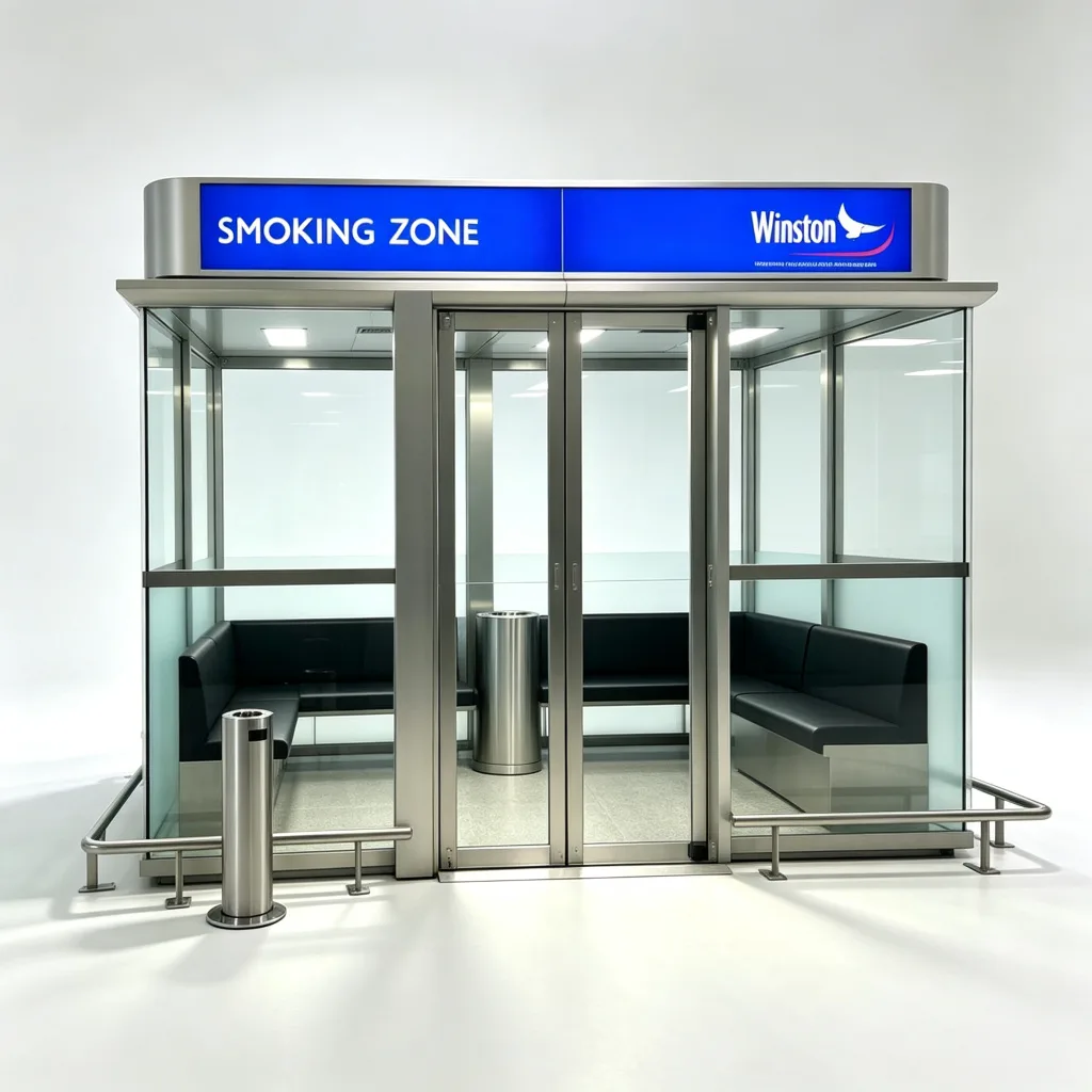 4200mm Airport-Style Outdoor Smoking Cabin with Stainless Steel Frame and Semi-Private Glass