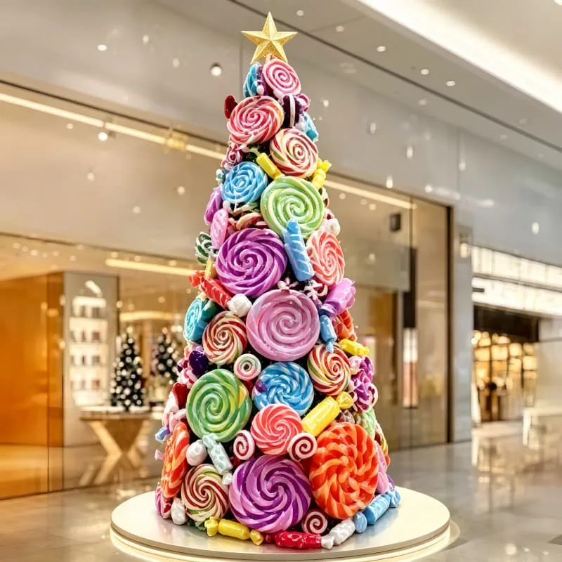 Pastel Giant Lollipop Candy Statue Christmas Tree Mall Display Prop