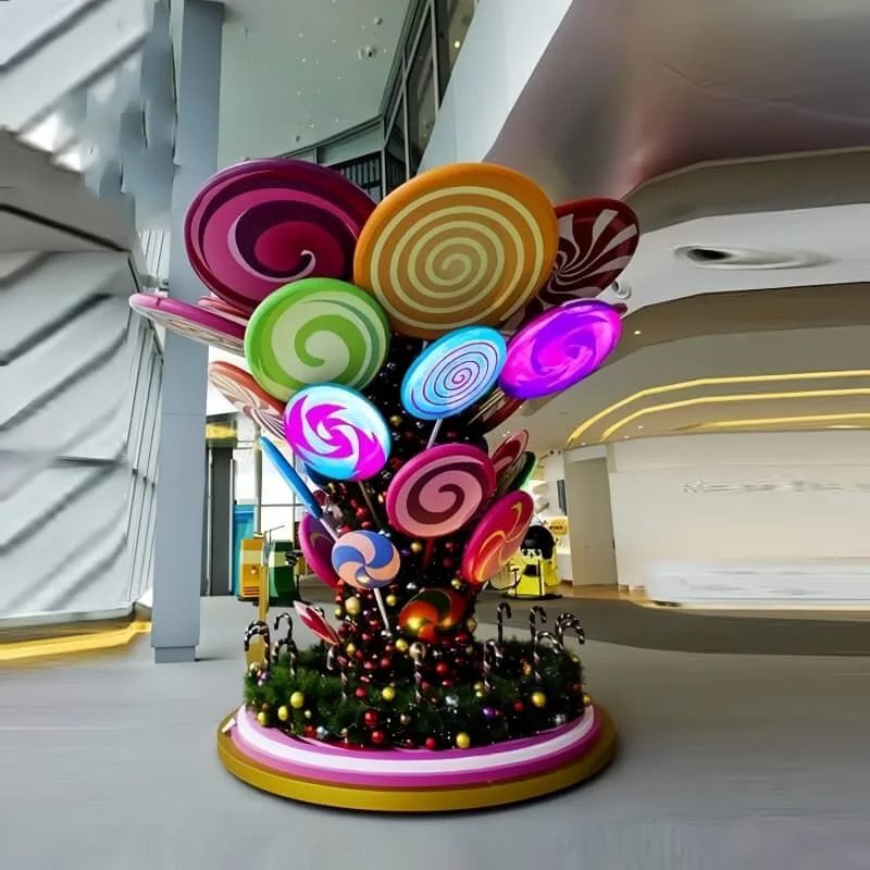 Large Swirl Lollipop Candy Statue Decor For Shop Mall Display Prop