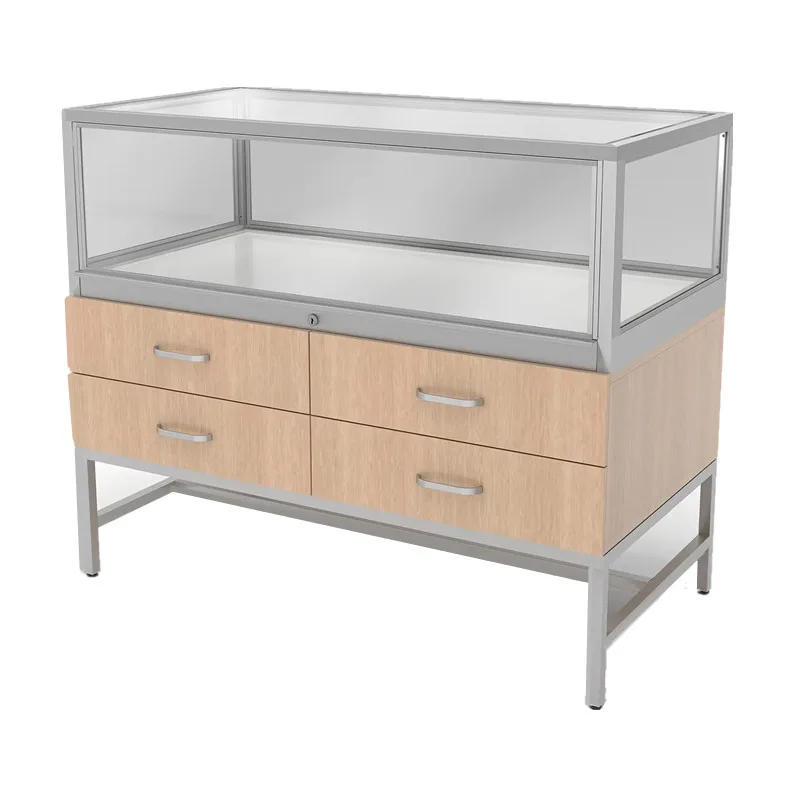 Cannabis Dispensary Display Counters For Sale – Both Sided Angles Wooden Display Showcase Cannabis Store Furniture for Sale i