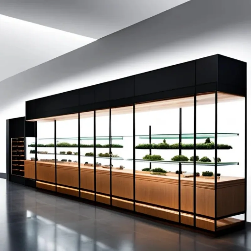 Cannabis Dispensary Display Cabinets Wall Display Solution – Pure White Wall Display Shelving with LED Light Lamp for Cannabi
