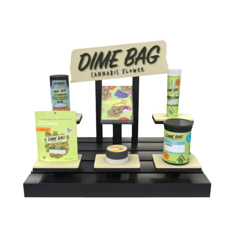 Countertop Cannabis Dispensary Display Cases, Risers Racks – Black Cannabis Countertop Display Riser Modern Display Stand for