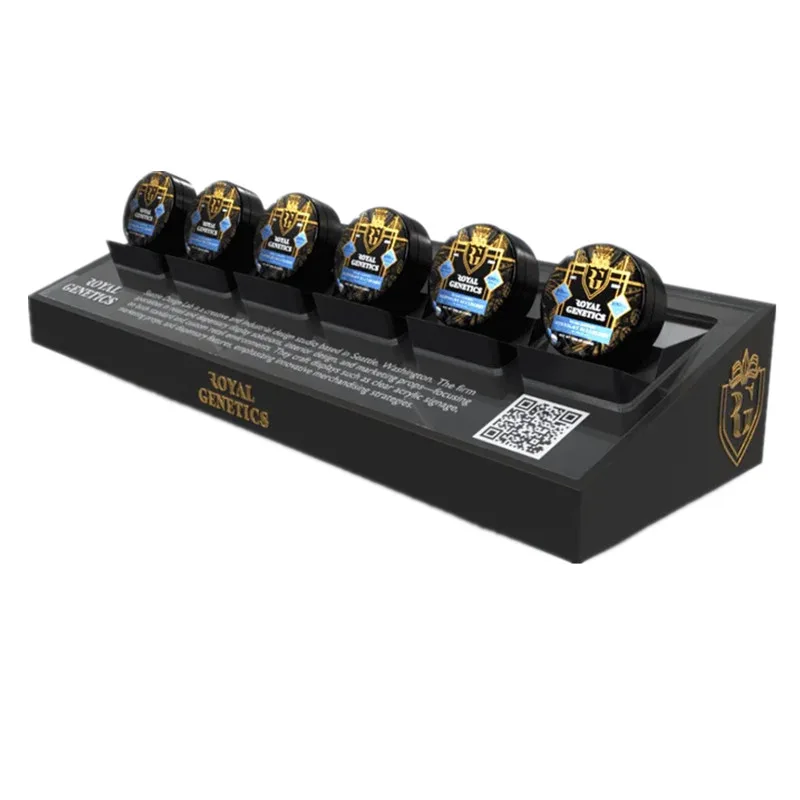 Countertop Cannabis Dispensary Display Cases, Risers Racks – Black Cannabis Countertop Display Riser Modern Display Stand for