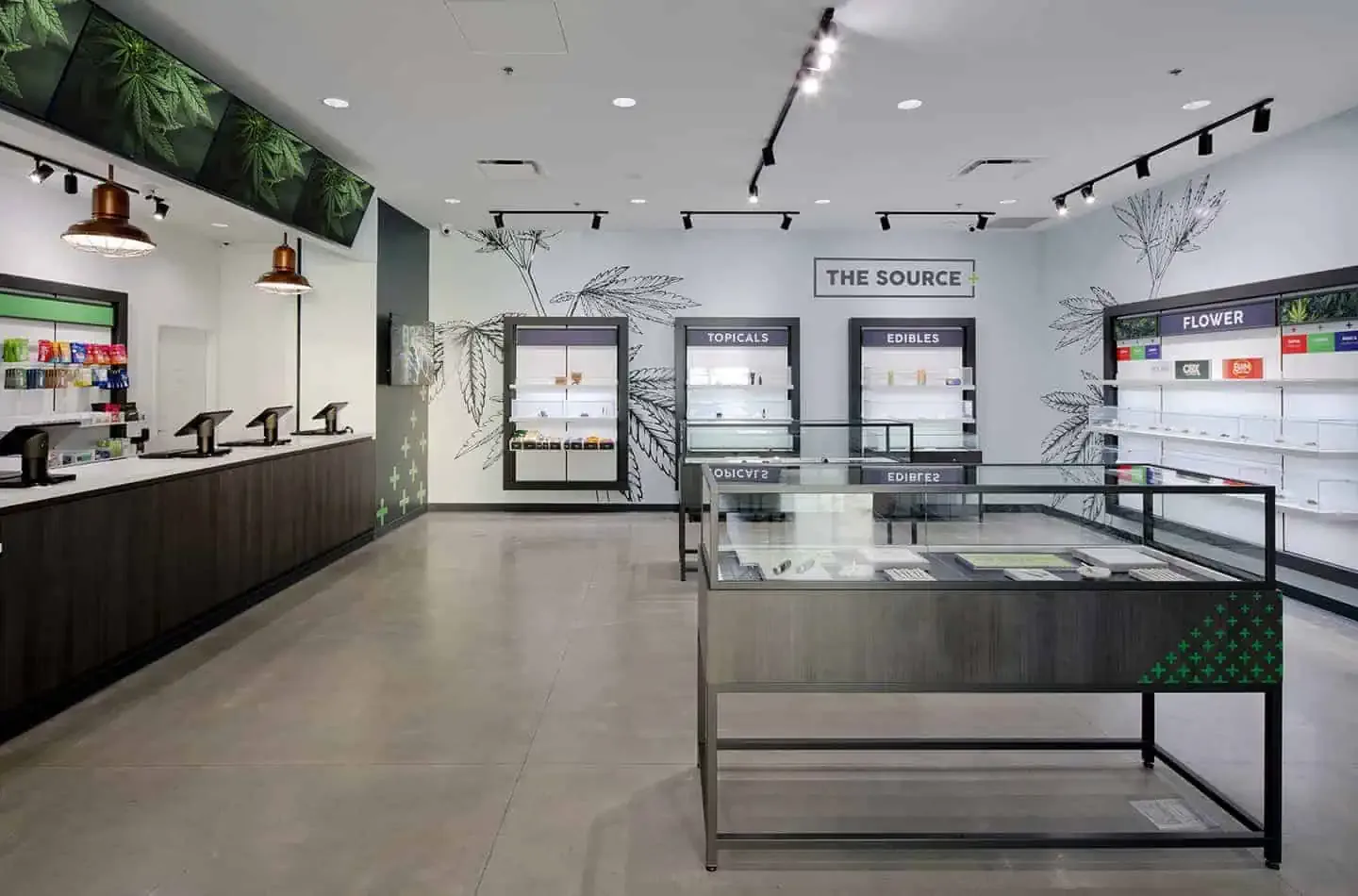 Cannabis Dispensary Design, Layout Store Planning – Irregularly Shaped Display Cannabis Dispensary Showcase Cannabis Store De