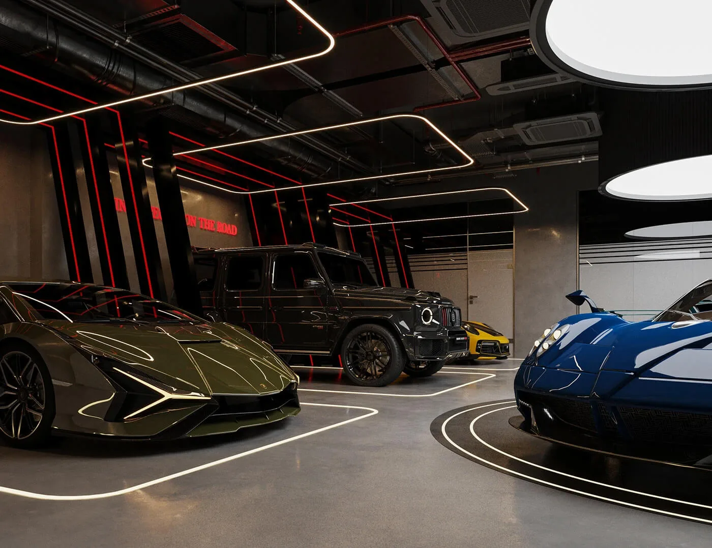 Industrial Auto Dealership Interior Design Custom Car Showroom Furniture
