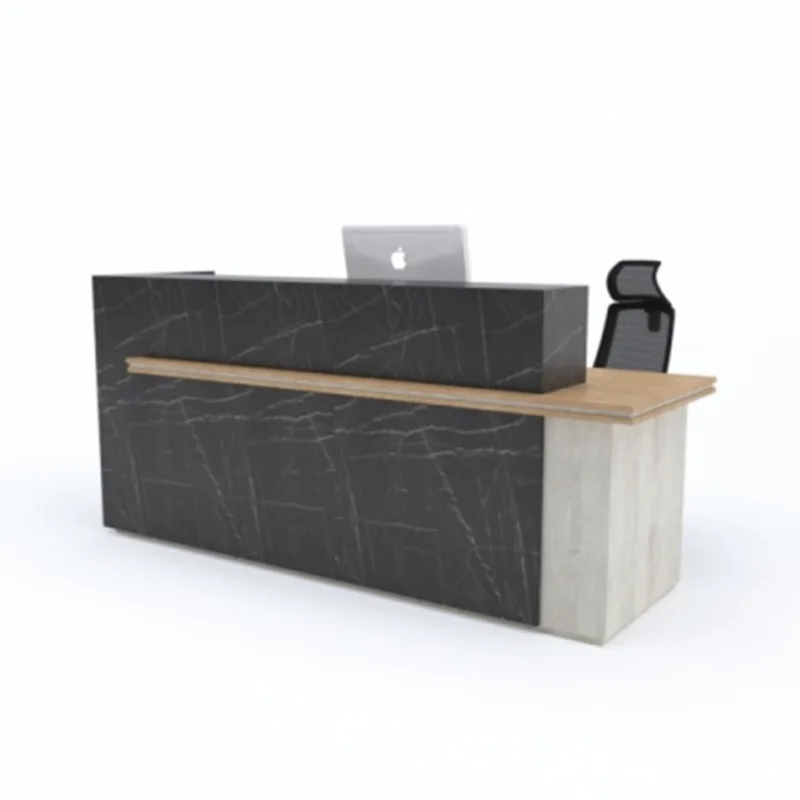 Office Reception Desk Counters | White,Wood Stone – custom retail display image 2