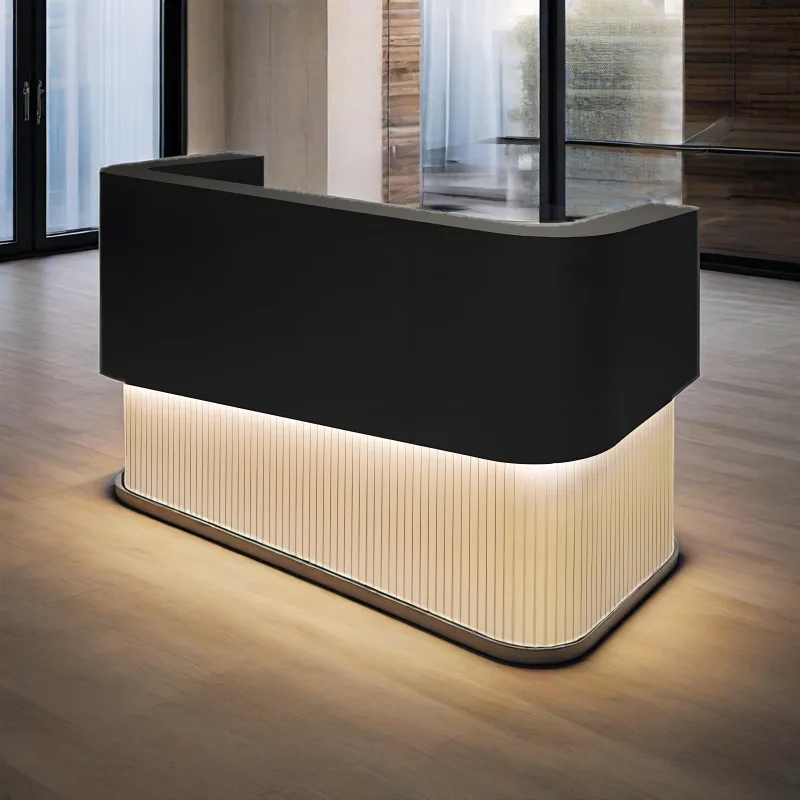Office Reception Desk Counters | White,Wood Stone – custom retail display image 164