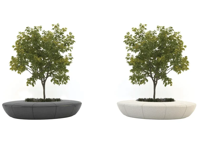 Planter Bench | Circular Fiberglass Bench With Treepot Flowerpot – custom retail display image 6