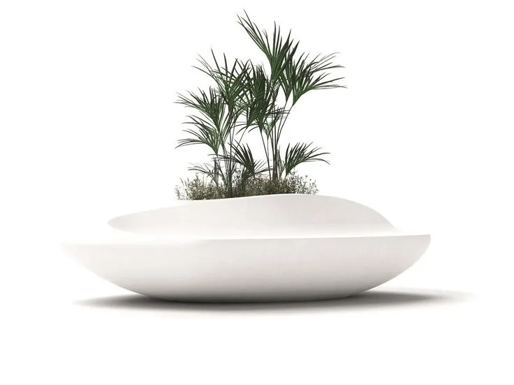 Planter Bench | Circular Fiberglass Bench With Treepot Flowerpot – custom retail display image 4