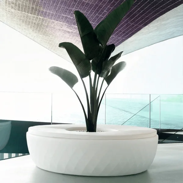 Planter Bench | Circular Fiberglass Bench With Treepot Flowerpot – custom retail display image 1