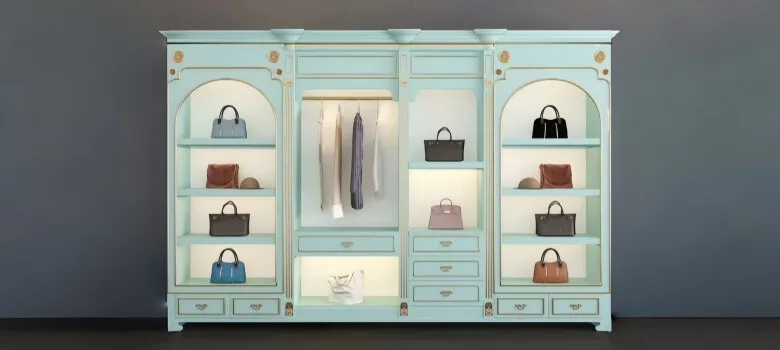 Apparel Display Cabinets For Shop | Adjustable Shelves LED Lights – custom retail display image 2