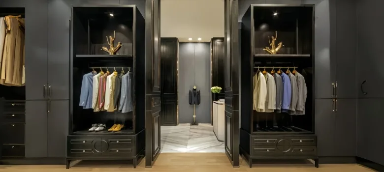 Apparel Display Cabinets For Shop | Adjustable Shelves LED Lights – custom retail display image 3
