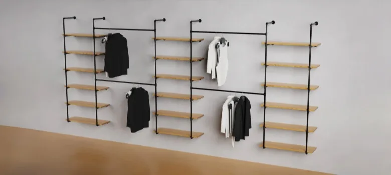 clothing shelving units (2) Shelving Units Retail Racks For Apparel Store – custom retail display image 3