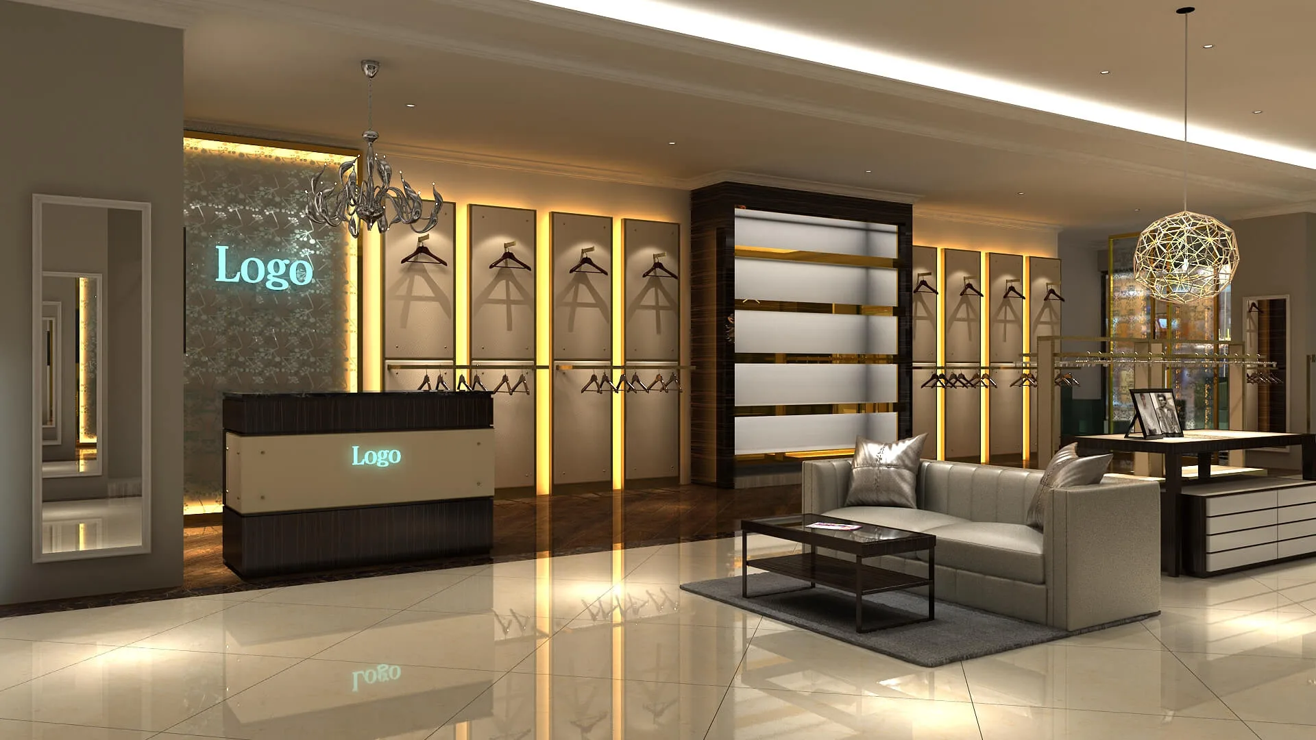 Boutique Design, Retail Displays Store Fixtures – Luxury shop design international clothing shop with glass wall cabinet imag