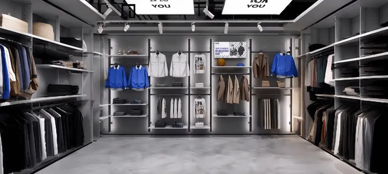 Wall Mounted Display System For Clothing Shop – custom retail display image 2