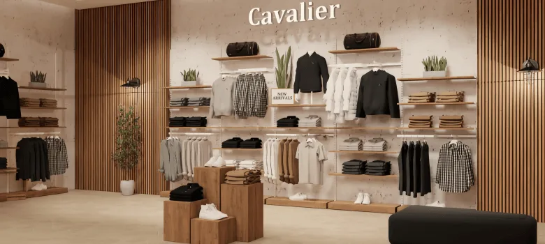 Wall Mounted Display System For Clothing Shop – custom retail display image 3