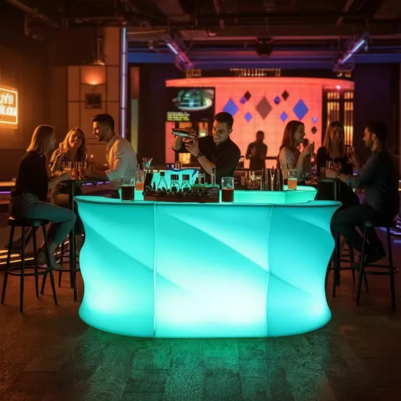 LED Bar Counters, Cocktail Tables Chairs For Sale – Glow LED Cube Cocktail Table and Chairs Set for Party Bar Small Space Dec