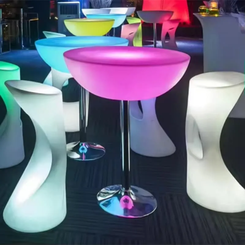 LED Bar Counters, Cocktail Tables Chairs For Sale – Glow LED Cube Cocktail Table and Chairs Set for Party Bar Small Space Dec