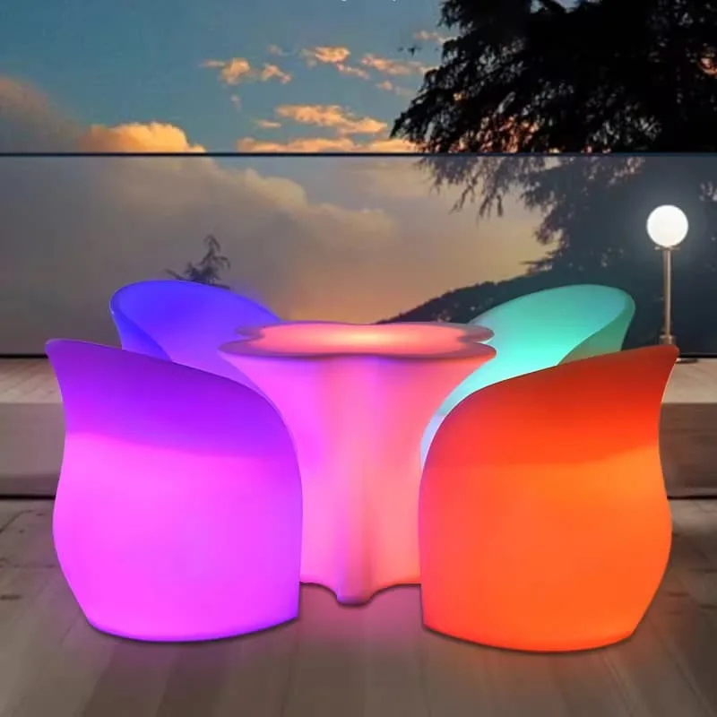 LED Bar Counters, Cocktail Tables Chairs For Sale – Glow LED Cube Cocktail Table and Chairs Set for Party Bar Small Space Dec