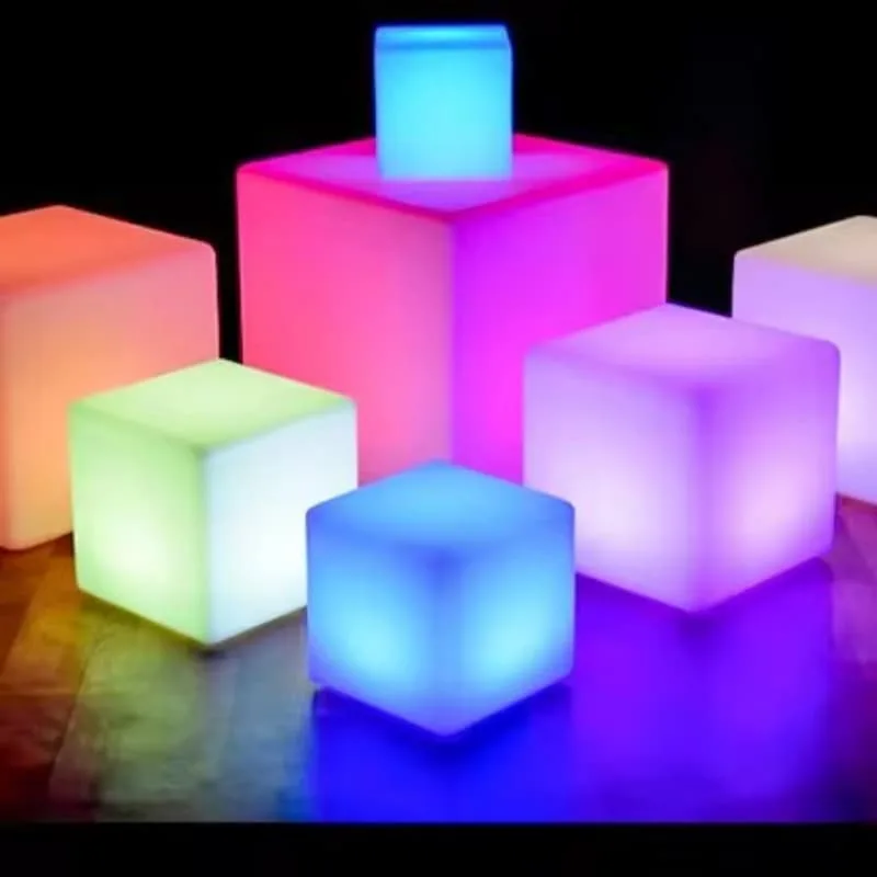 LED Bar Counters, Cocktail Tables Chairs For Sale – Glow LED Cube Cocktail Table and Chairs Set for Party Bar Small Space Dec
