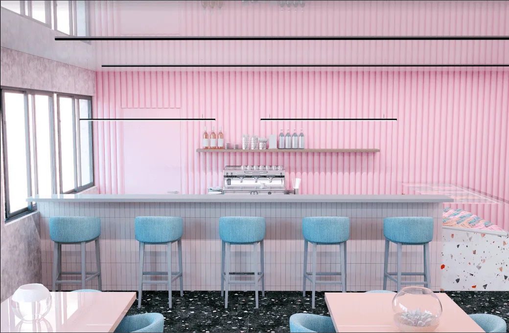 Ice Cream Shop Design | Frozen Yougrt Gelato Store Displays Counters – Cute pink ice cream shop furniture design dreamy Itali