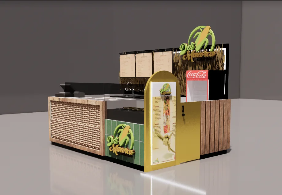Corn Kiosk – Golden corn kiosk design cinema sell popcorn display cabinet on sale image 3