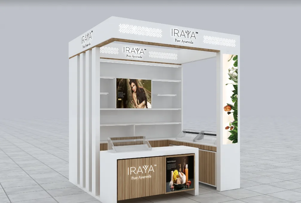 Cosmetic Kiosk Makeup Kiosk For Mall – Black and grey cosmetics store commercial furniture custom Skincare product display st
