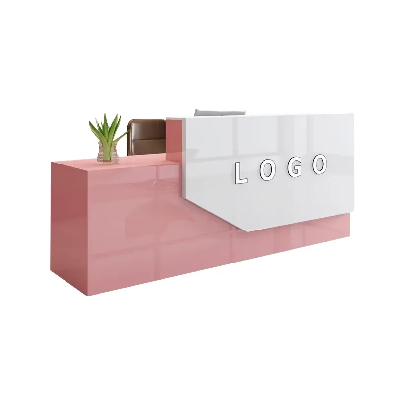 Office Reception Desk Counters | White,Wood Stone – custom retail display image 133