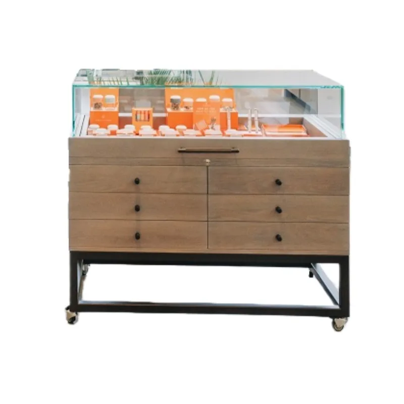 Cannabis Dispensary Display Counters For Sale – Both Sided Angles Wooden Display Showcase Cannabis Store Furniture for Sale i