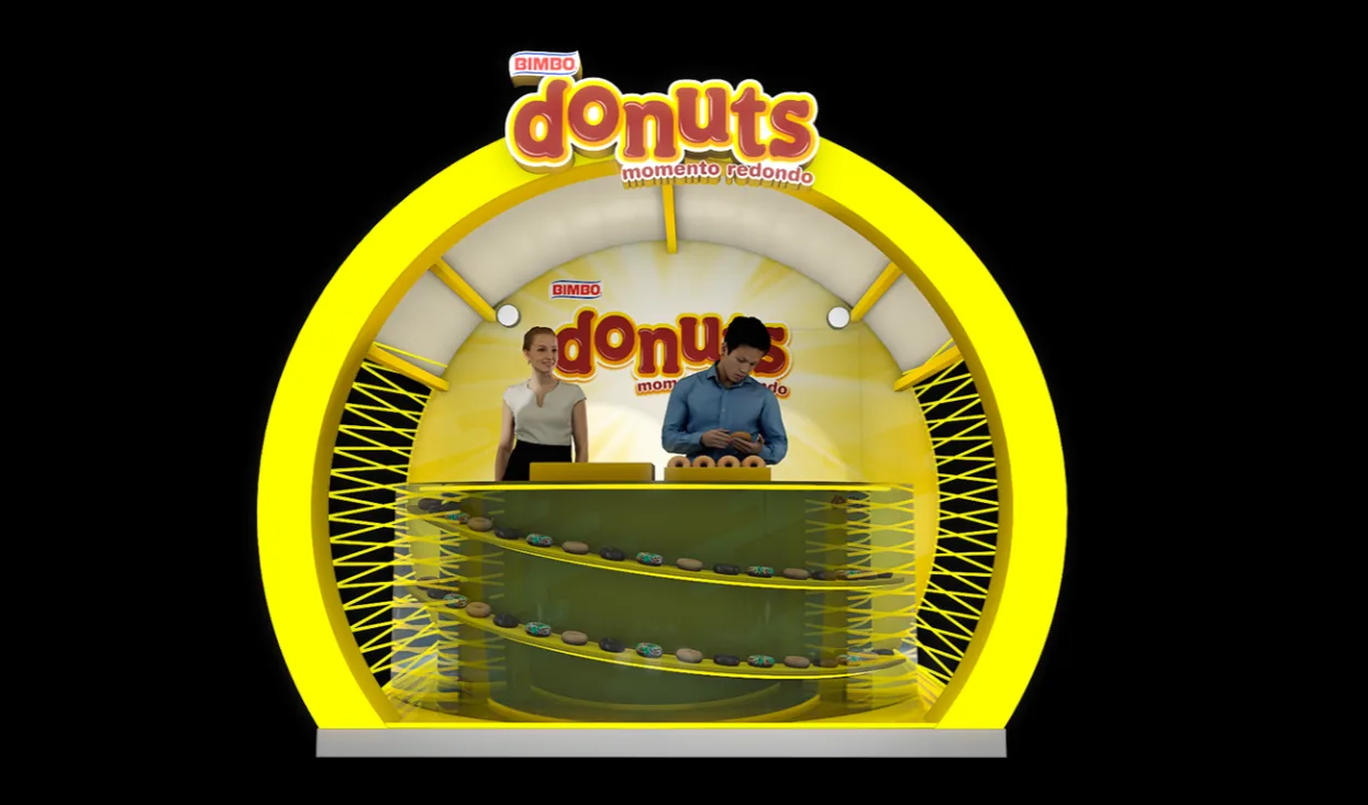 Donuts Kiosks Carts For Sale – Modern L‑Shape Donut Kiosk With LED Light For Mall Donut Retail Business image 8