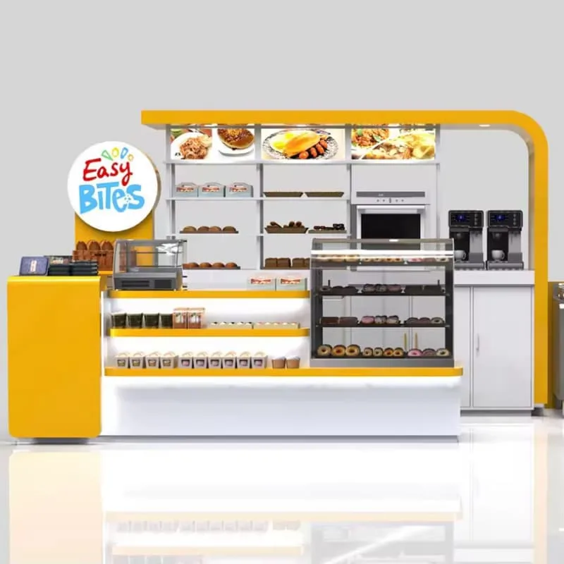 Donuts Kiosks Carts For Sale – Modern L‑Shape Donut Kiosk With LED Light For Mall Donut Retail Business image 2
