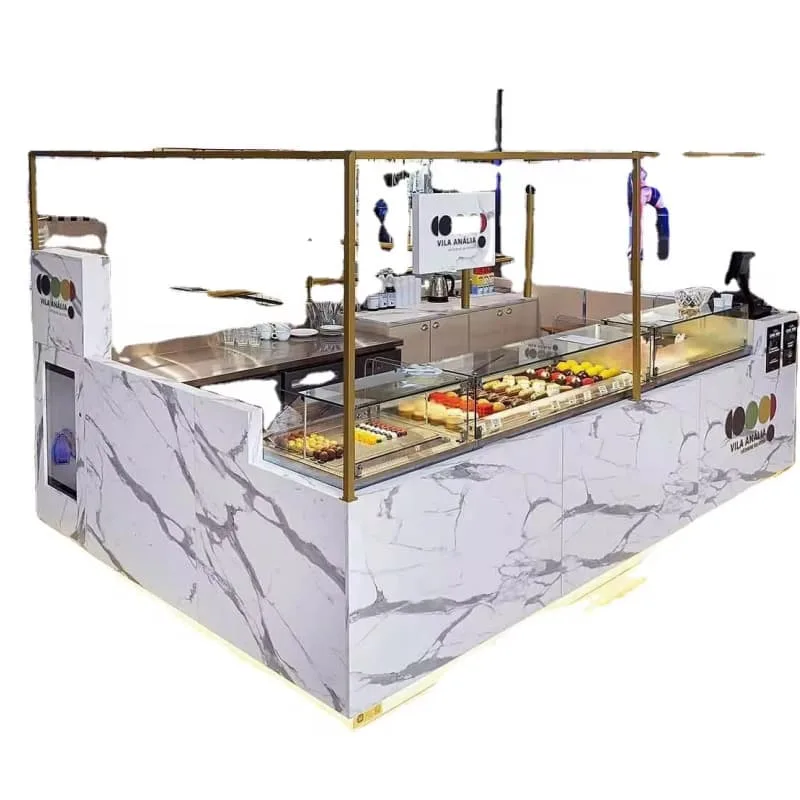 Donuts Kiosks Carts For Sale – Modern L‑Shape Donut Kiosk With LED Light For Mall Donut Retail Business image 4