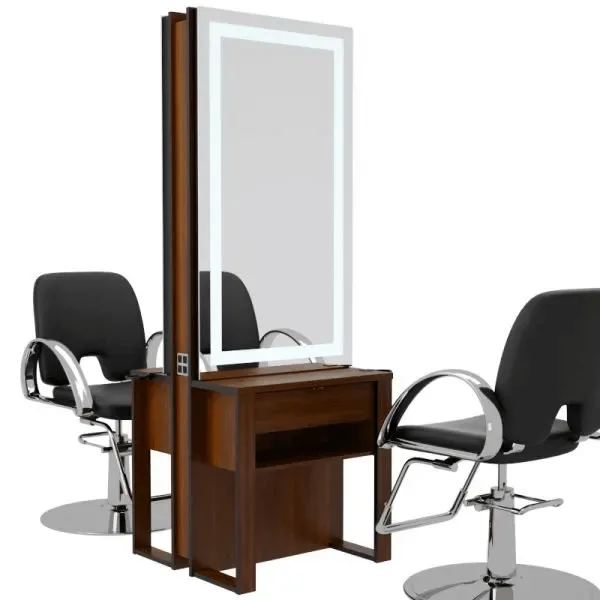 Double-Sided Barber Salon Styling Stations With Mirror – custom retail display image 3