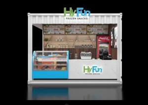 Outdoor Kiosk Booth For Sale | Custom Design – Cream‑Colored Outdoor Food Kiosk With Branding Display & Service Window image 