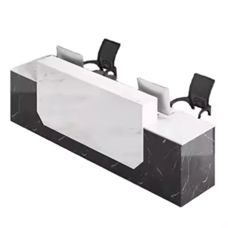 Office Reception Desk Counters | White,Wood Stone – custom retail display image 3