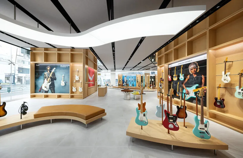 Fender’s electric guitar stores design & music instruments interior decoration displays & fixtures