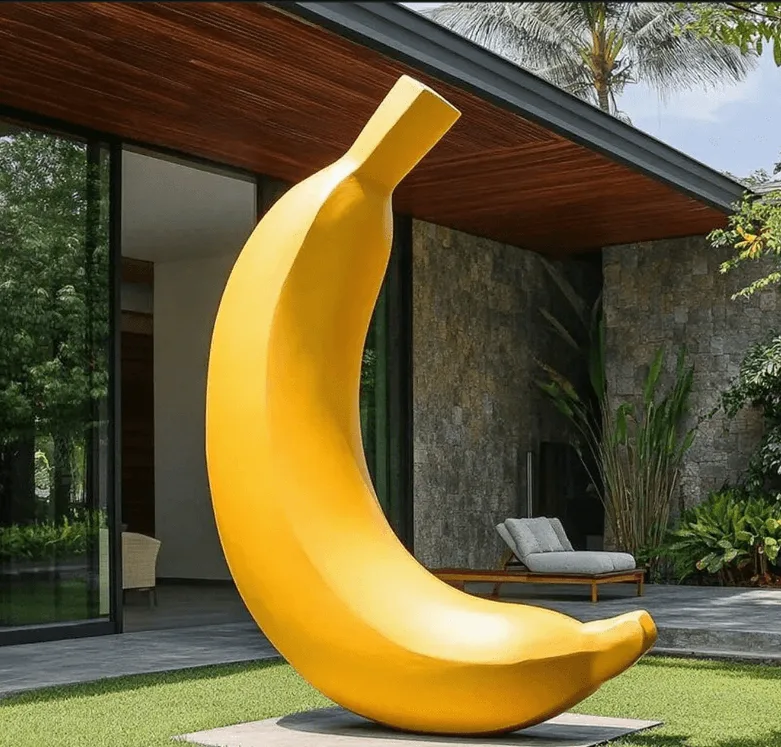Fiberglass Banana Statue (8) Fiberglass Banana Statues Sculptures For Garden Park – custom retail display image 18
