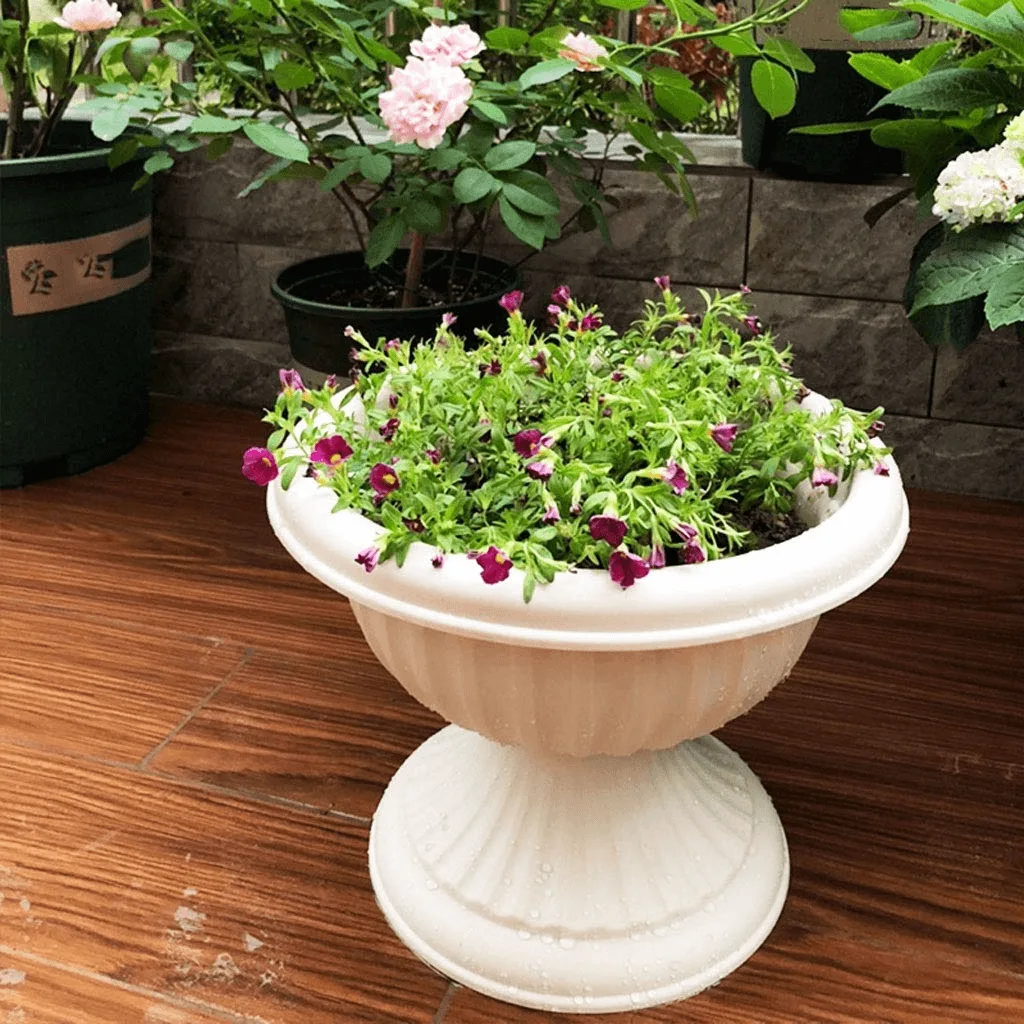 Fiberglass Beige Stone Planters Flower Pots | European Style – custom retail display image 3