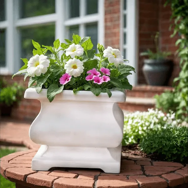 Fiberglass Beige Stone Planters Flower Pots | European Style – custom retail display image 7