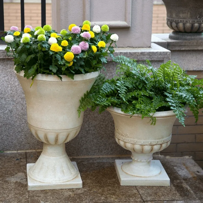 Fiberglass Beige Stone Planters Flower Pots | European Style – custom retail display image 6