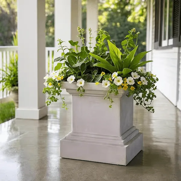 Fiberglass Beige Stone Planters Flower Pots | European Style – custom retail display image 4