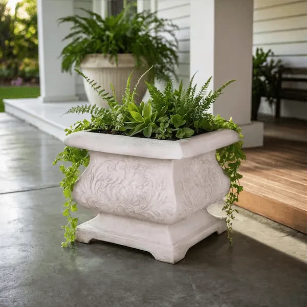 Fiberglass Beige Stone Planters Flower Pots | European Style – custom retail display image 8