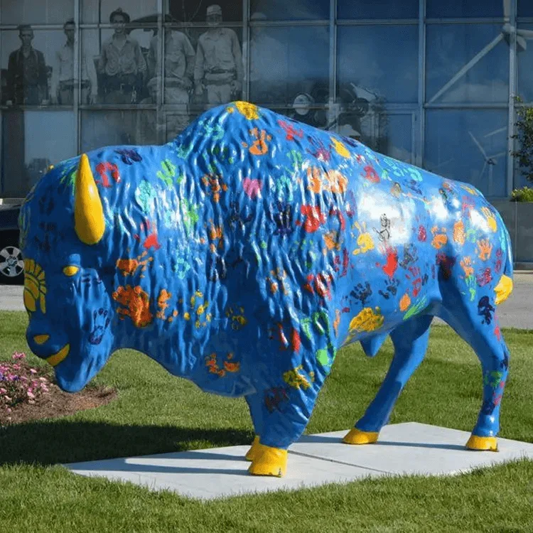 Fiberglass Buffalo & Bison Garden Sculpture (3) Buffalo Bison Garden Sculptures For Sale | Fiberglass Garden Art – custom retail display image 6
