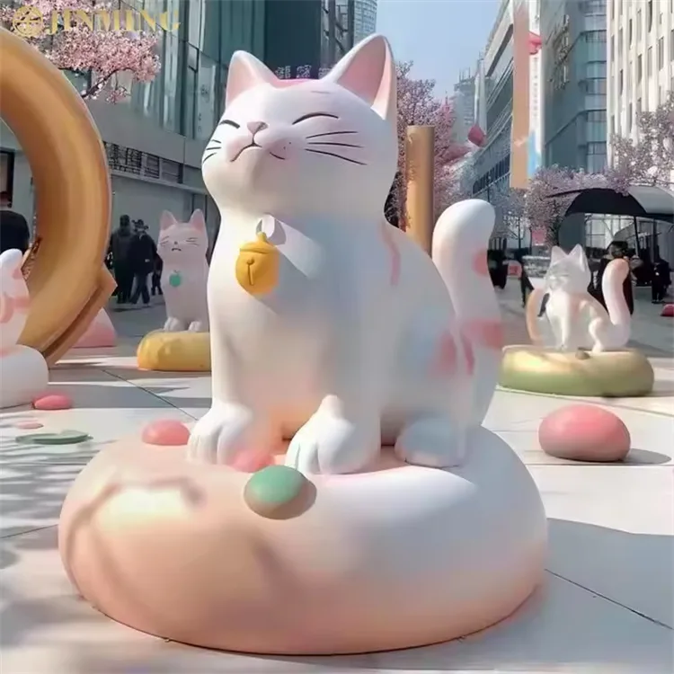 Fiberglass Cats Statues Sculptures For Outdoor Garden Ornaments. – custom retail display image 1