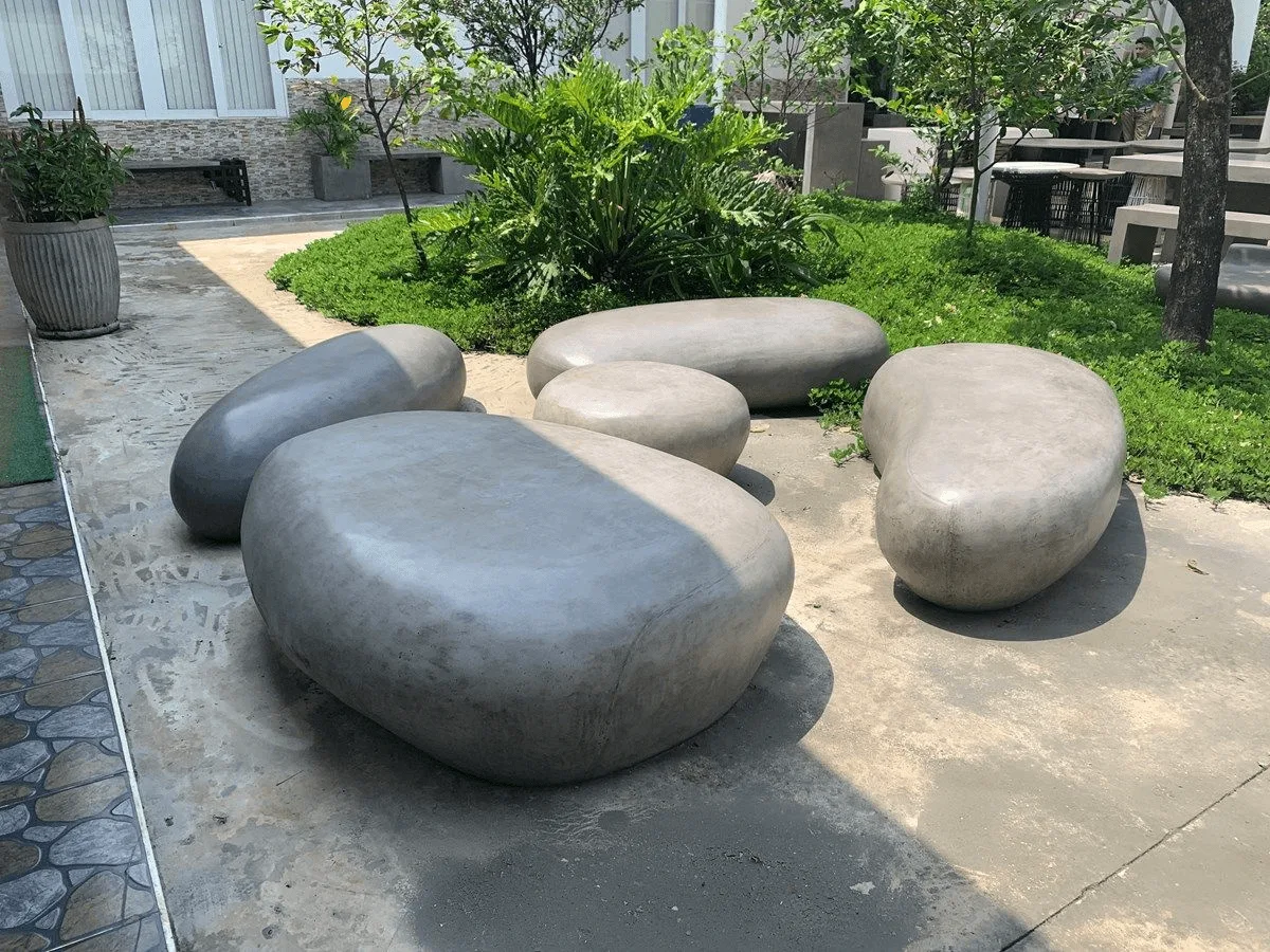 Fiberglass Pebble Seat | FRP Stone Seat For Indoor Outdoor – custom retail display image 2