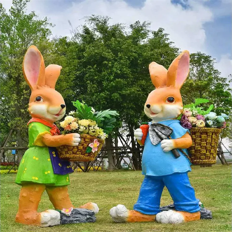 Large Rabbits Bunny Sculptures For Garden | Fiberglass – custom retail display image 1